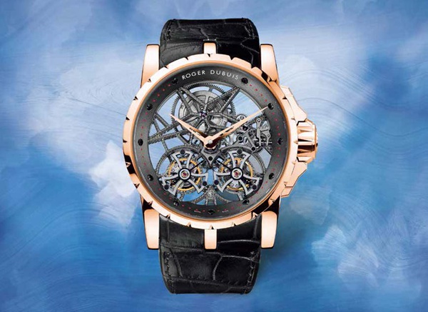 罗杰杜彼 ROGER DUBUIS Excalibur Double Tourbillon Skeleton 镂空双陀飞轮表